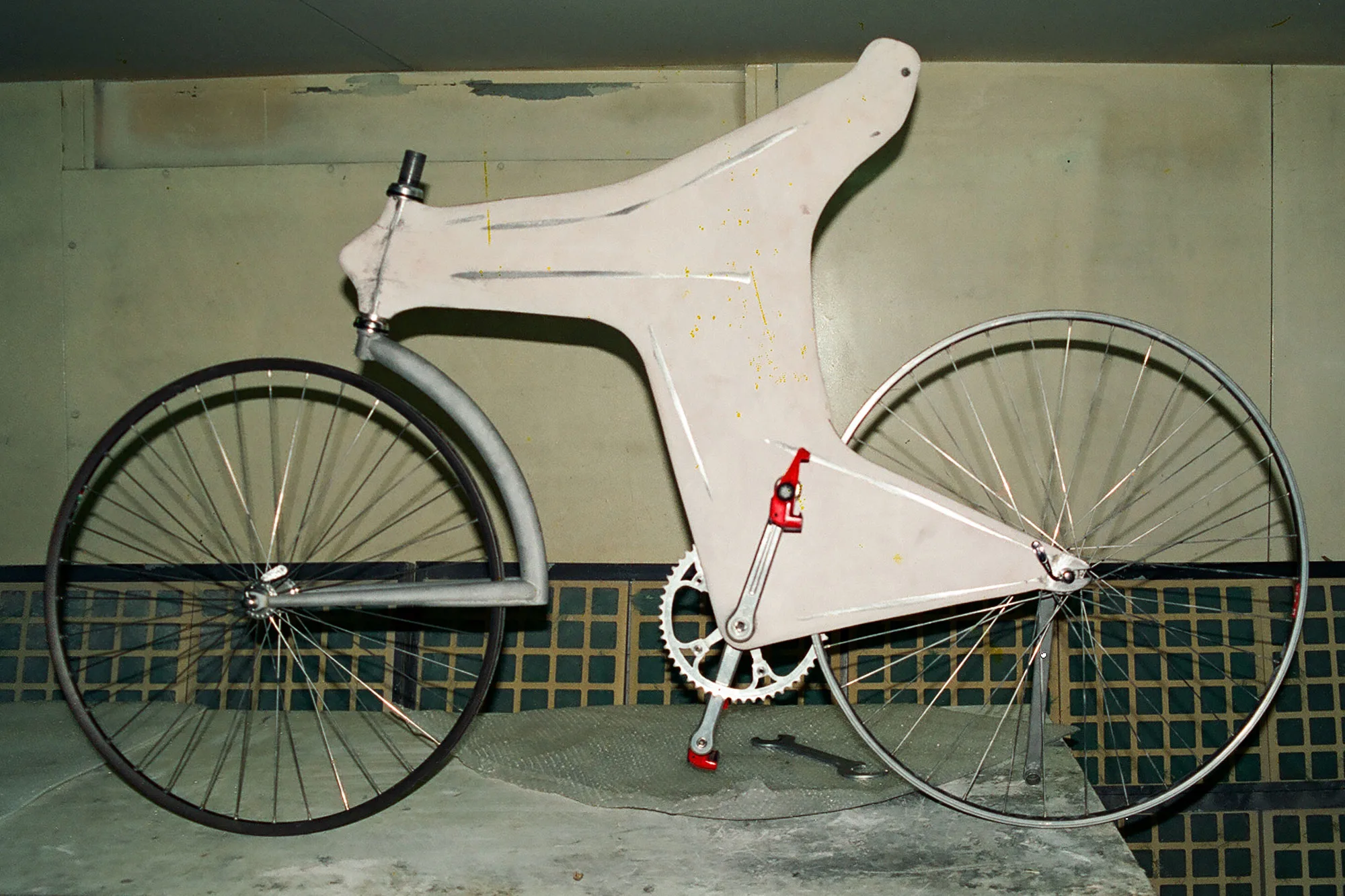 'Fausto Talks' Documentary Series on iconic Pinarello bikes, rideable prototype Espada made of an aluminum frame with plaster covering