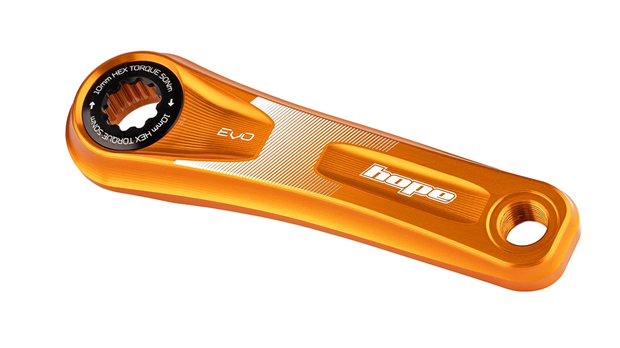 Hope EVO 135mm ultra-short UK-machined alloy MTB cranks, orange