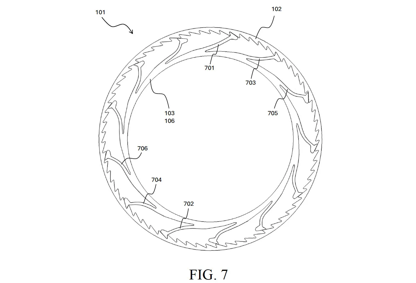 patent drawing for lauf rear hub with integrated pawls.