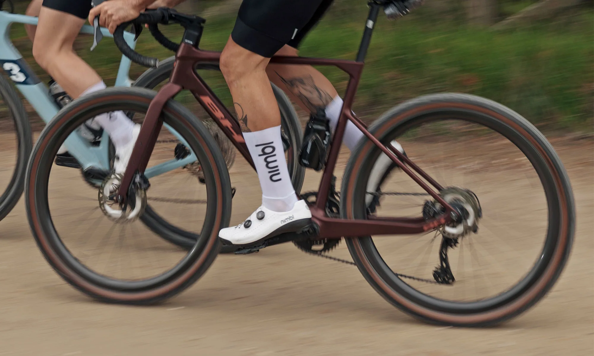 Nimbl Urano carbon gravel bike shoes, riding detail