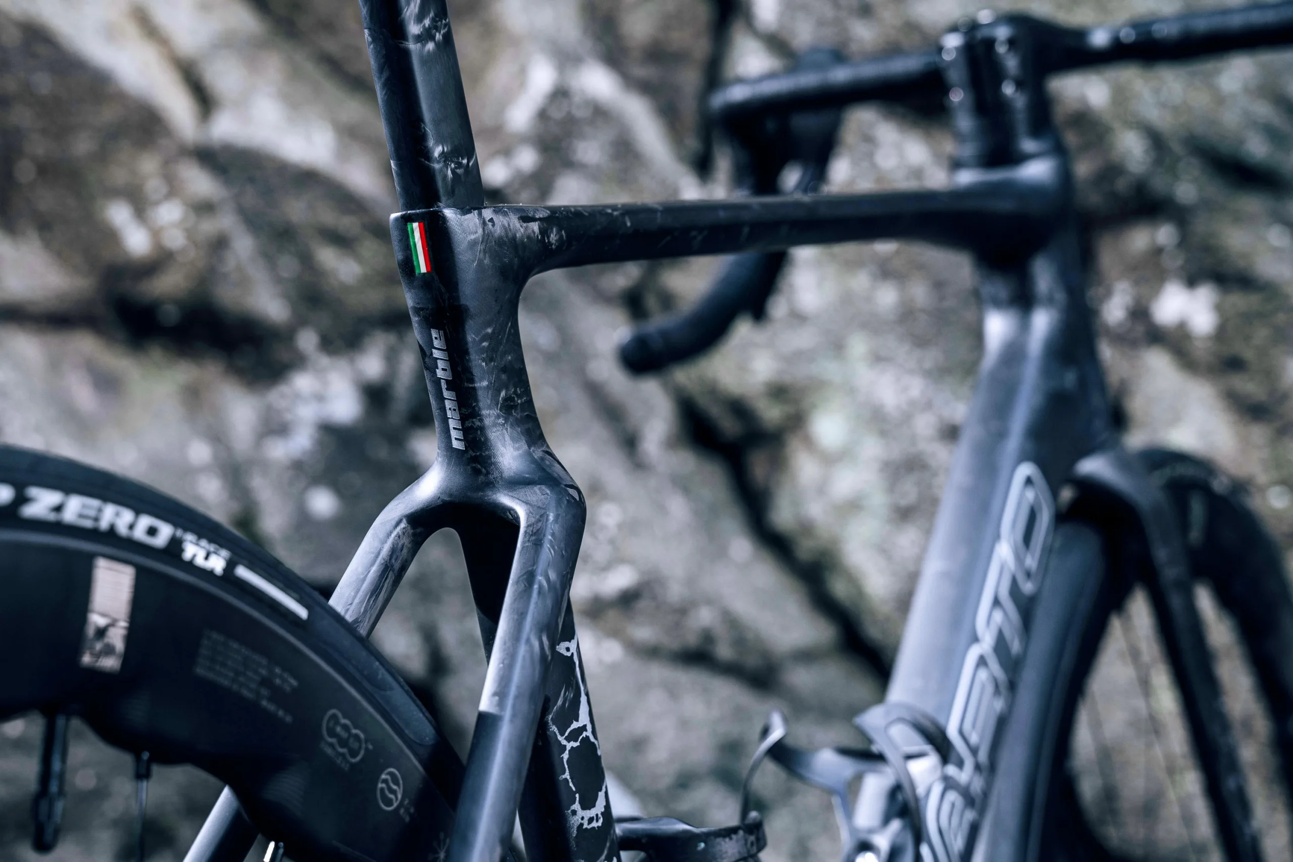 2024 Sarto Raso Black Marble, custom aero road bike with handmade bespoke UD carbon finish